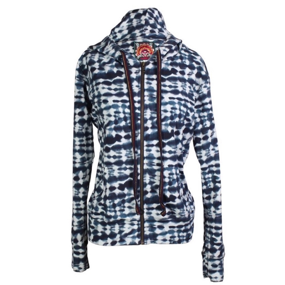 NWOT Johnny Was Blue Tie Dye Zip Up Hoodie Size Medium - Picture 1 of 9
